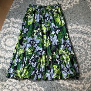 Aerie tropical Floral Green and Blue Women's boho Skirt large
